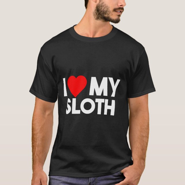 I Kärlek My Sloth Nap Sloth Lazy T Shirt (Framsida)