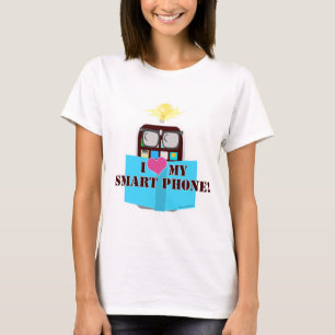 I Kärlek My Smart Mobil Cute Cellphone-Tecknad Tee Shirt
