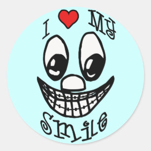 I Kärlek My Smile Runt Klistermärke