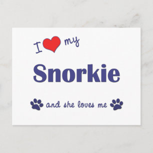 I Kärlek My Snorkie (kvinnlig Hund) Vykort