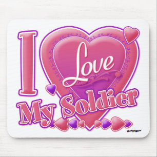 I Kärlek My Soldier rosa/lila - hjärta Musmatta