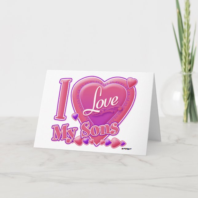 I Kärlek My Sons rosa/lila - hjärta Kort (Framsida)