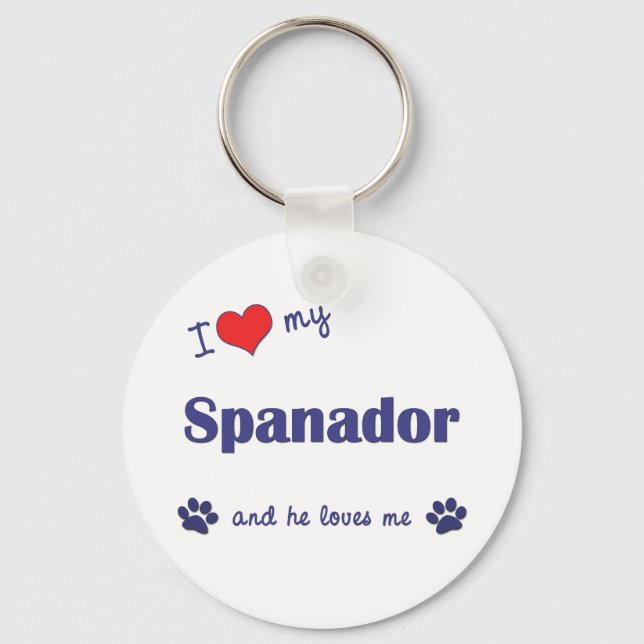 I Kärlek My Spanador (manlig Hund) Nyckelring (Framsida)