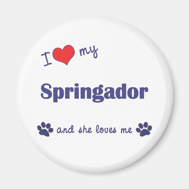 I Kärlek My Springador (Female Hund) Magnet (Framsidan)