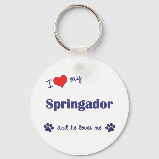 I Kärlek My Springador (Male Hund) Nyckelring (Framsida)