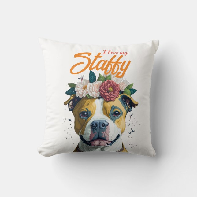 I Kärlek My Staffy Dekorativ kudde (Framsida)