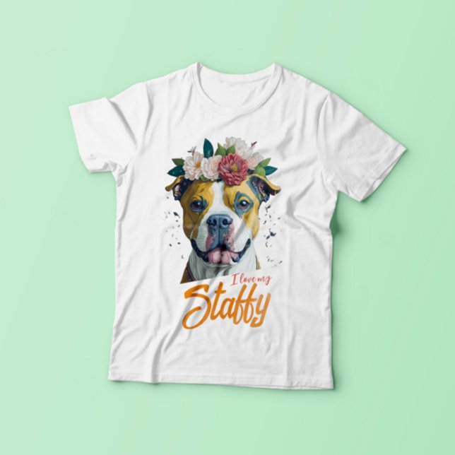I Kärlek My Staffy - Stbudsdshire Bull Terrier T Shirt (Skapare uppladdad)