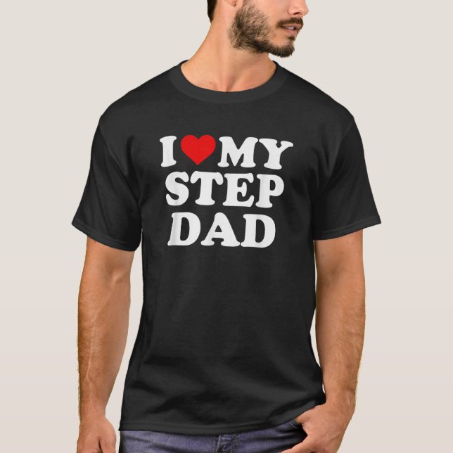 I Kärlek My Step Pappa Stepdad Bonus Pappa Red Hea T Shirt (Framsida)
