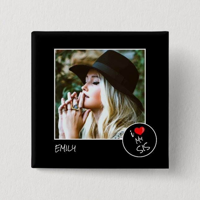 I Kärlek My Syrran Anpassningsbar Photo - Personli Knapp (Framsida)