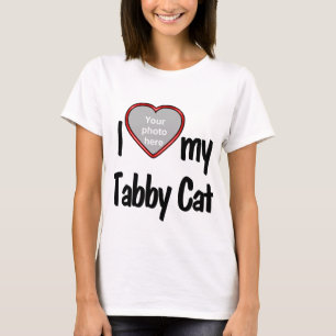 I Kärlek My Tabby katt Cute Red Heart Photo Ram T Shirt
