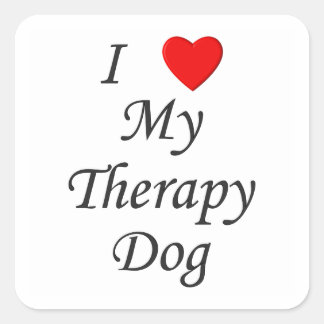I Kärlek My Therapy Hund Fyrkantigt Klistermärke