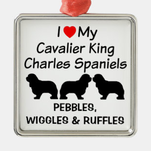 I Kärlek My Three Cavalier Kung Charles Spain Hund Julgransprydnad Metall