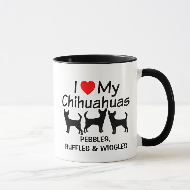 I Kärlek My Three Chihuahua Hundar Mugg (Höger)