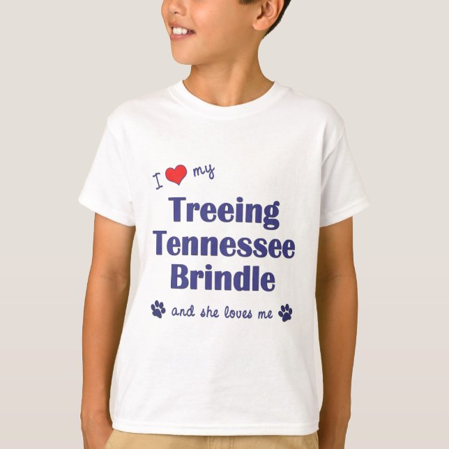 I Kärlek My Treeing Tennessee Brindle (kvinnlig Hu Tee (Framsida)