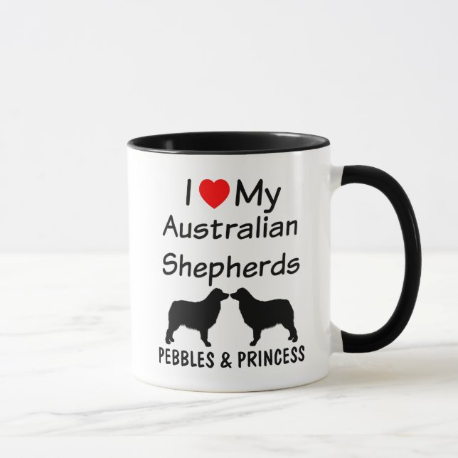 I Kärlek My TWO Australian shepherd Coffee Mugg (Höger)