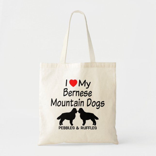 I Kärlek My Two Bernese Mountain Hundar Tygkasse (Framsidan)
