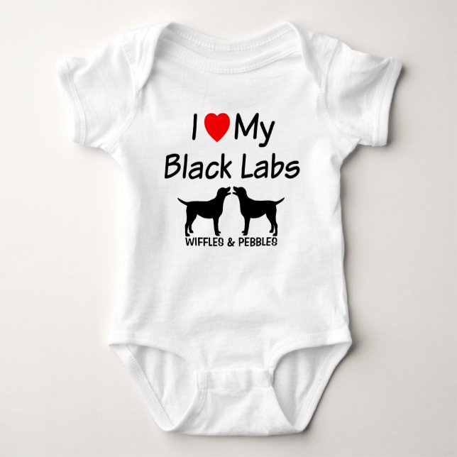 I Kärlek My TWO Black Labs Tee Shirt (Framsida)