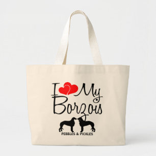 I Kärlek My Two Borzois Bag Jumbo Tygkasse