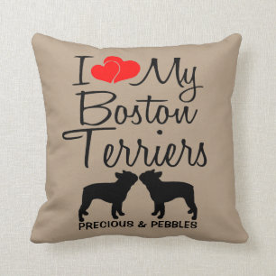 I Kärlek My Two Boston Terriers Hundar Kudde