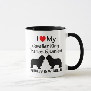 I Kärlek My Two Cavalier Kung Charles Spain Hundar Mugg