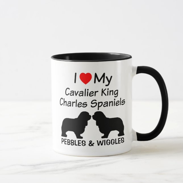 I Kärlek My Two Cavalier Kung Charles Spain Hundar Mugg (Höger)