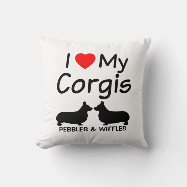 I Kärlek My TWO Corgis Kudde (Framsida)