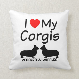 I Kärlek My TWO Corgis Kudde