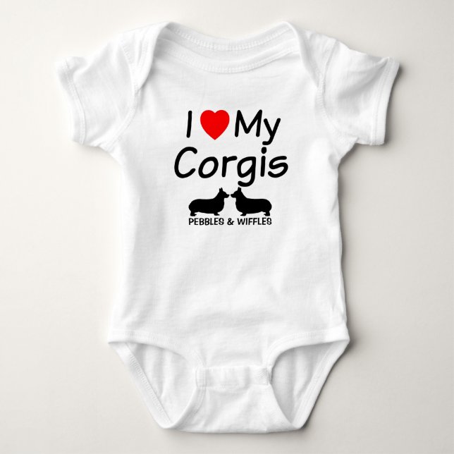 I Kärlek My TWO Corgis Tee Shirt (Framsida)