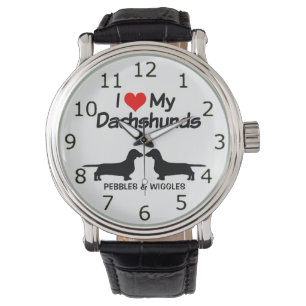 I Kärlek My Two Dachshund Hundar Silhouette Armbandsur