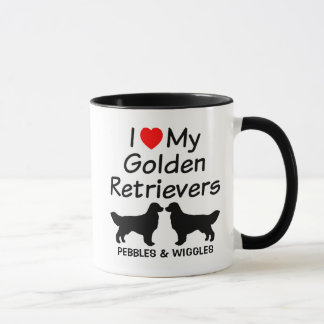 I Kärlek My Two Golden Retriever Hundar Mugg