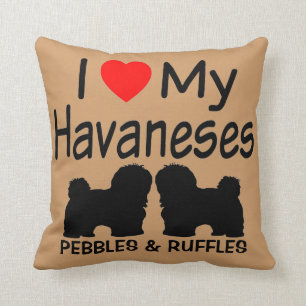 I Kärlek My TWO Havanese Hundar Kudde