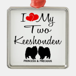 I Kärlek My Two Keeshonden Ornament