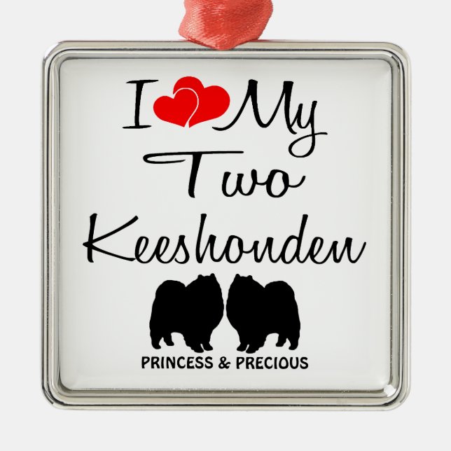 I Kärlek My Two Keeshonden Ornament (Framsidan)