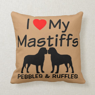I Kärlek My Two Mastiff Hundar Pillow Kudde