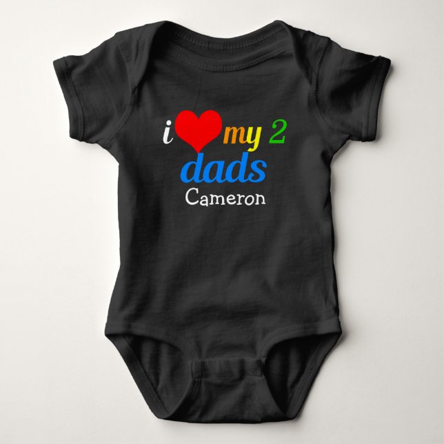 I Kärlek My Two Pappor Gay pride Anpassningsbar T Shirt (Framsida)