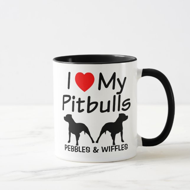 I Kärlek My TWO Pitbull Hundar Mugg (Höger)