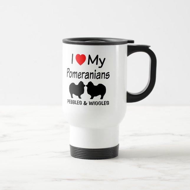 I Kärlek My TWO Pommern Hundar Mugg (Höger)