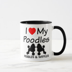 I Kärlek My TWO Pudel Hundar Mugg