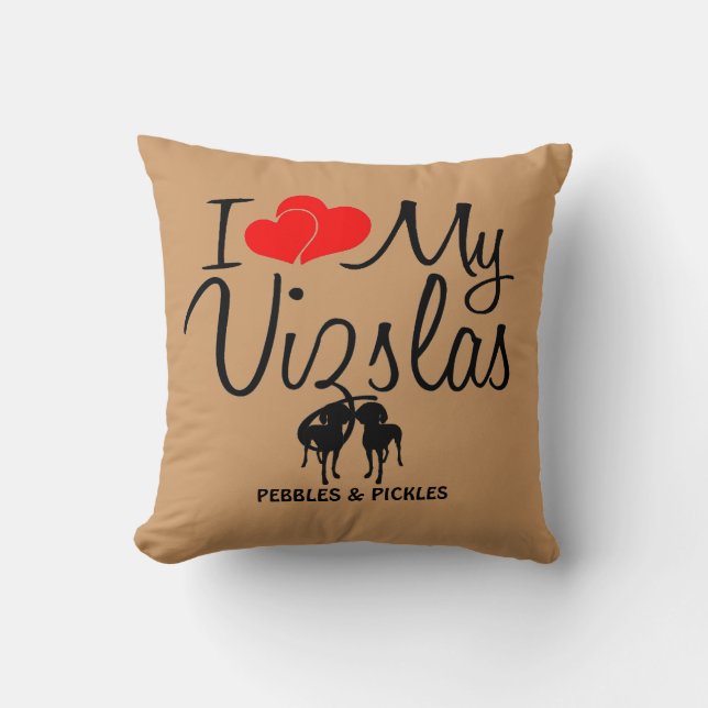 I Kärlek My Two Vizsla Hundar Kudde (Framsida)