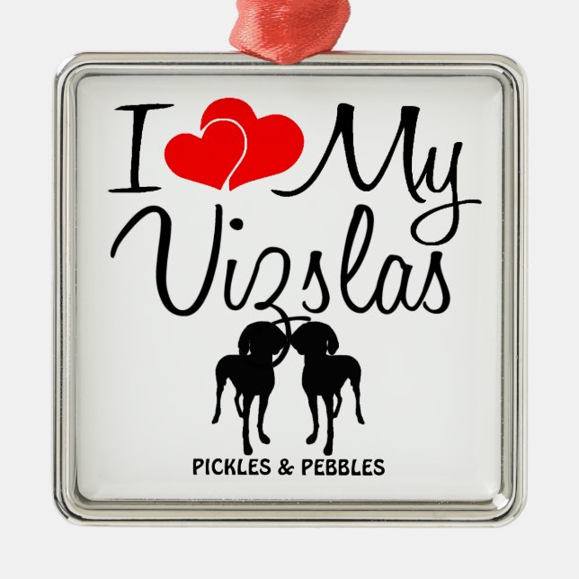I Kärlek My Two Vizslas Ornament (Framsidan)