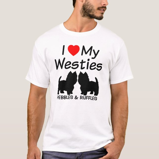 I Kärlek My Two Westie Hundar T-shirt (Framsida)