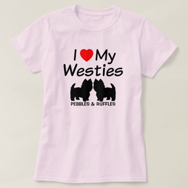 I Kärlek My Two Westie Hundar Tee (Design framsida)