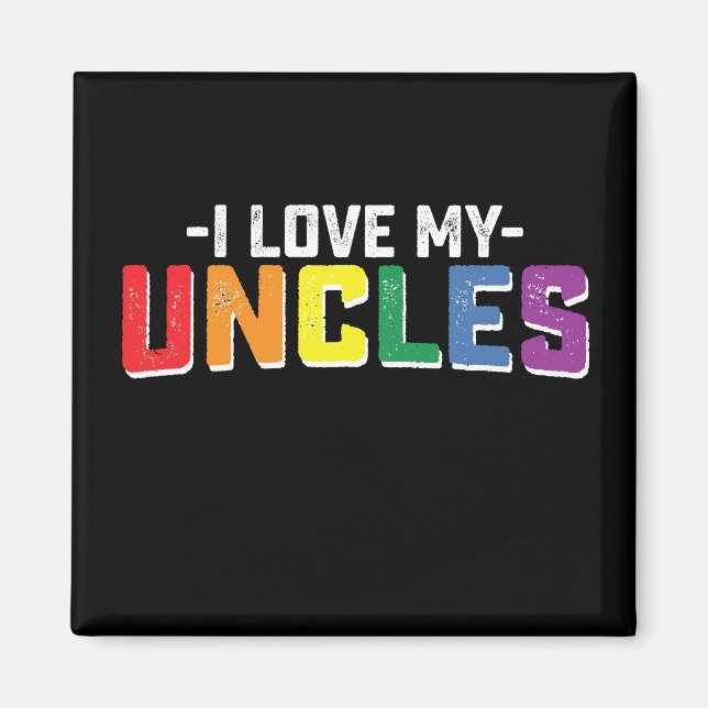 I Kärlek My Uncles Pride Gay Lesbisk Family Matchn Magnet (Framsidan)