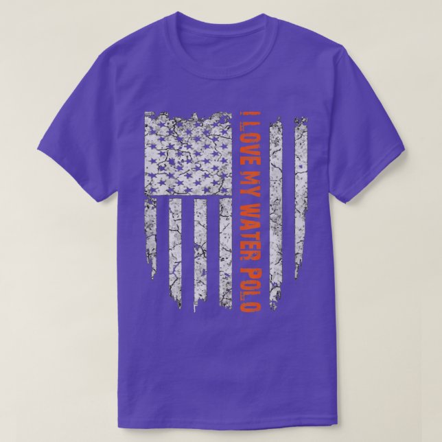 I Kärlek My Vatten Polo American Flagga T Shirt (Design framsida)