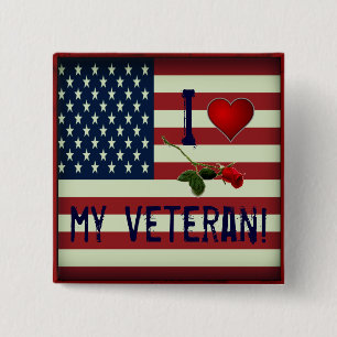 I Kärlek My Veteran Button Knapp