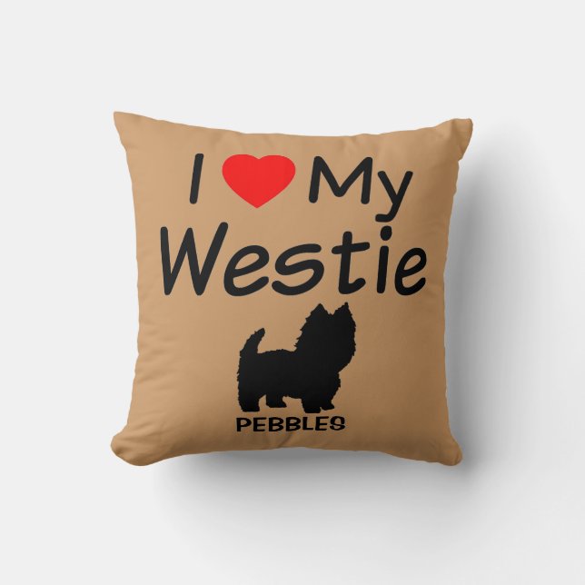 I Kärlek My Westie Hund Pillow Kudde (Framsida)