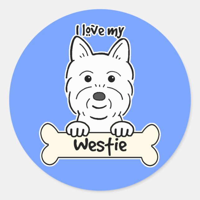 I Kärlek My Westie Runt Klistermärke (Framsida)