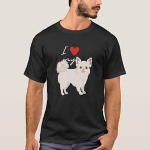 I Kärlek My White Långhårig Chihuahua Hund T Shirt