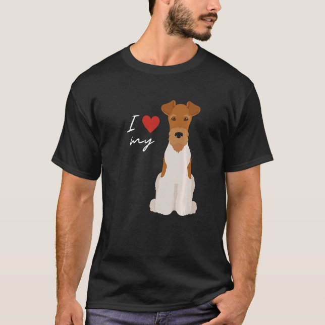 I Kärlek My White & Tan Fox Terrier Hund T Shirt (Framsida)