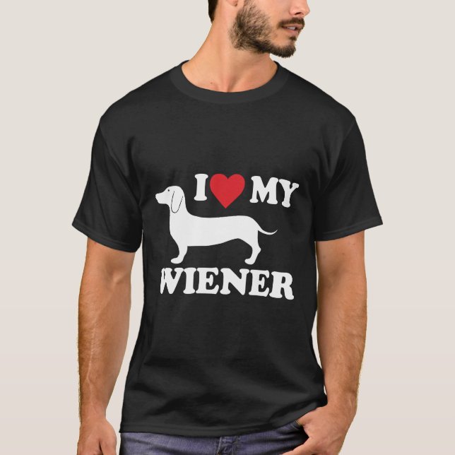 I Kärlek My Wiener Dachshund T Shirt (Framsida)